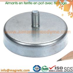 aimants en ferrite en pot avec filettage